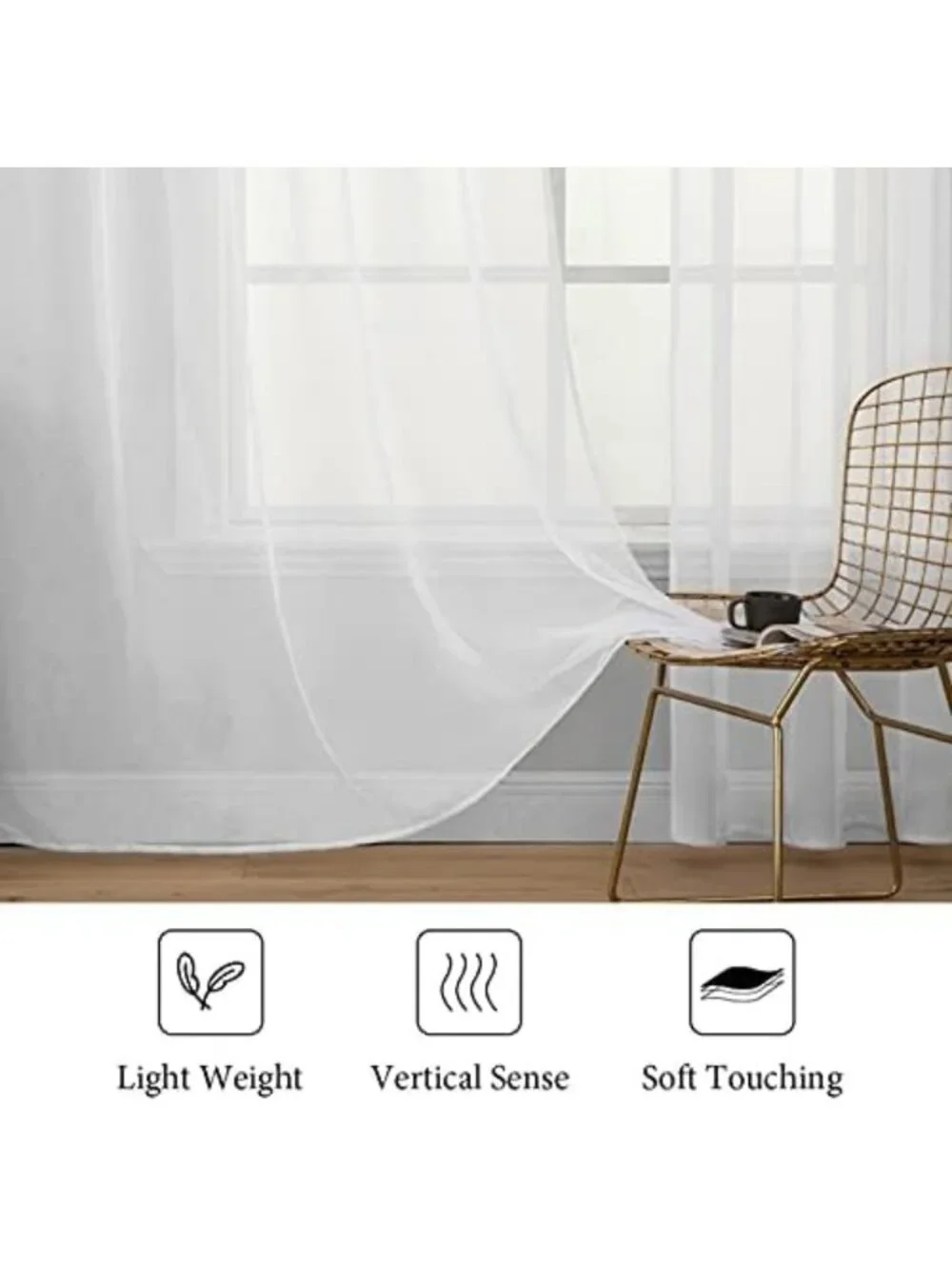 Elegant White Sheer Curtains, 90 Inches Long, 54x90 Inches, Set of 2 Panels